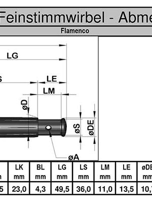 fijnstemmer voor flamenco gitaar, diameter 9,5 1:30, 1 stuk